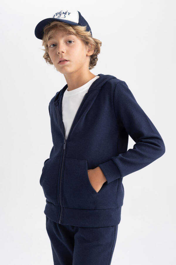 Boys' Navy Blue Hooded School Jacket T7468a623au - 1