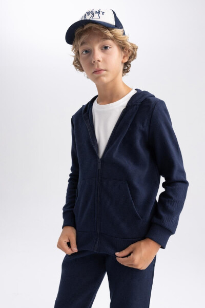 Boys' Navy Blue Hooded School Jacket T7468a623au - 3