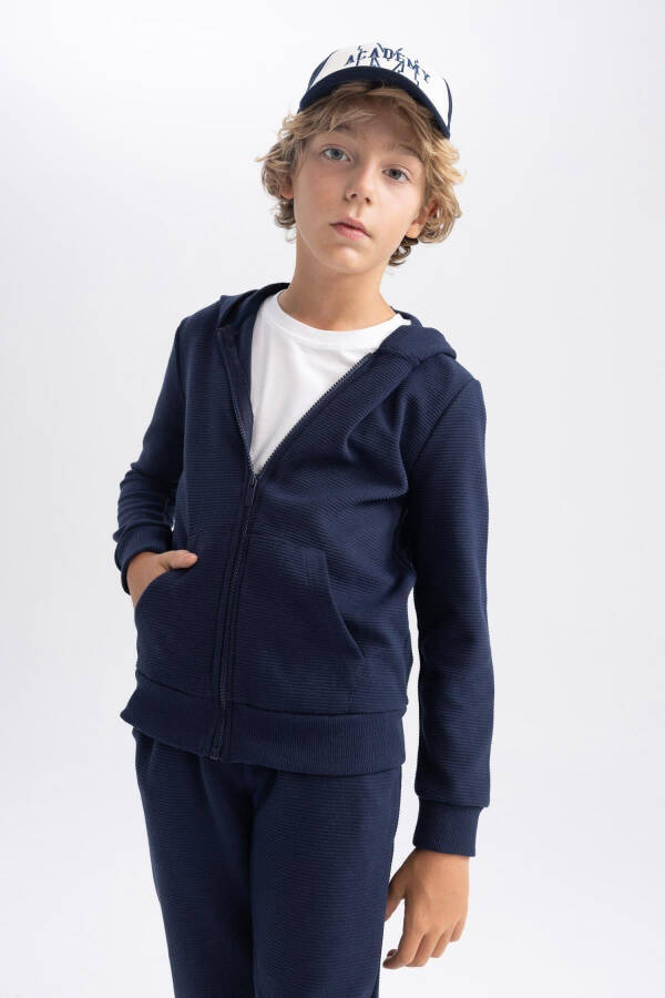 Boys' Navy Blue Hooded School Jacket T7468a623au - 4