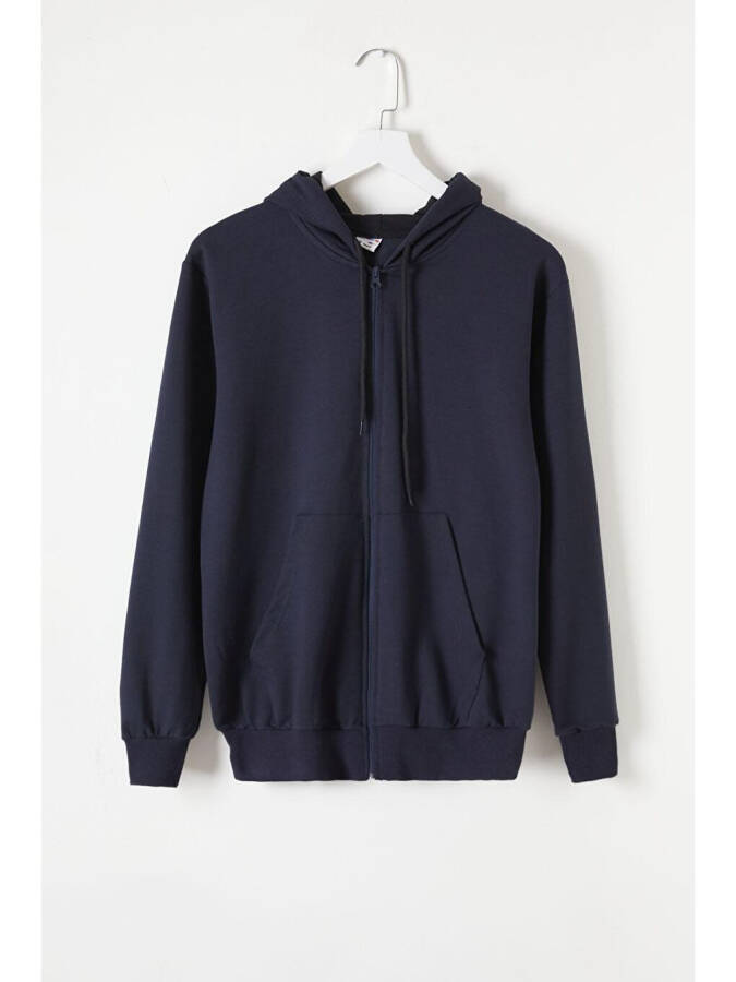 Boys' Navy Blue Hooded Zip-Up School Jacket 16195 - 9