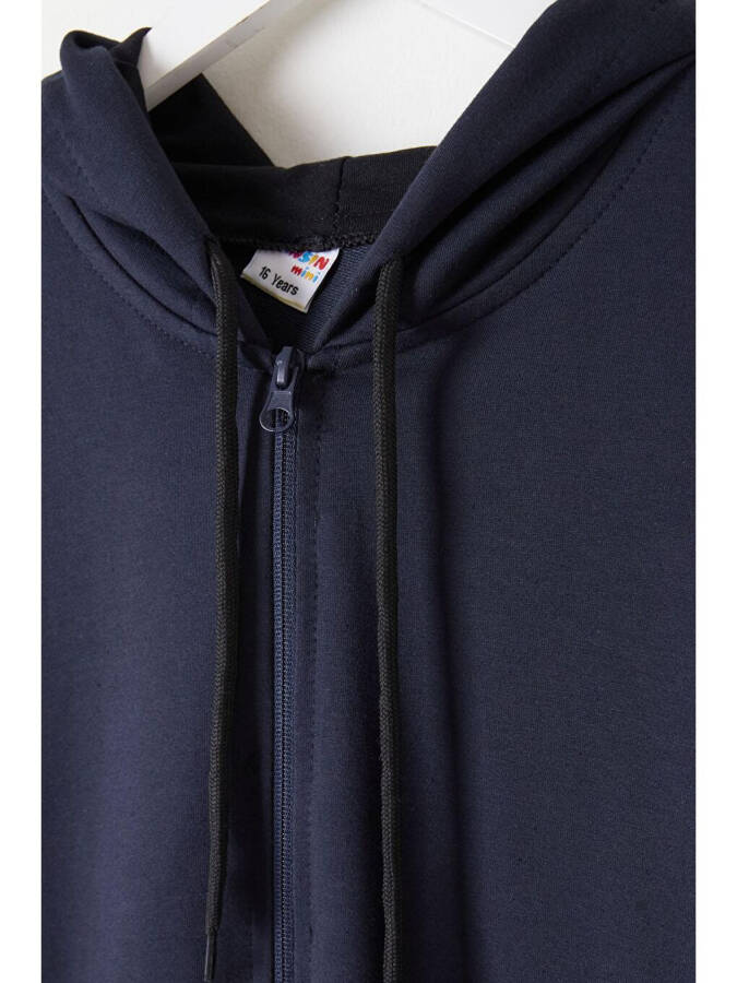 Boys' Navy Blue Hooded Zip-Up School Jacket 16195 - 11