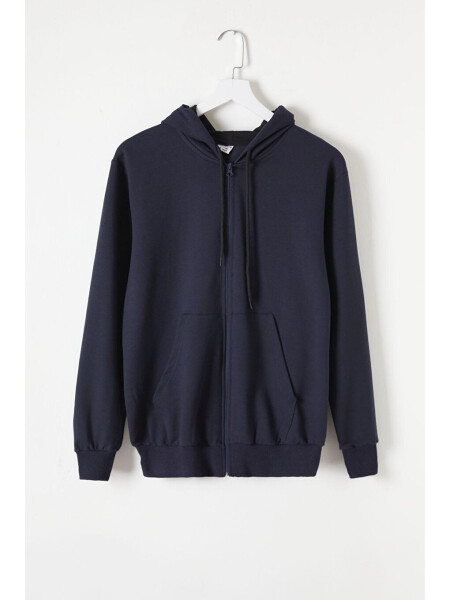 Boys' Navy Blue Hooded Zip-Up School Jacket 16195 - 5