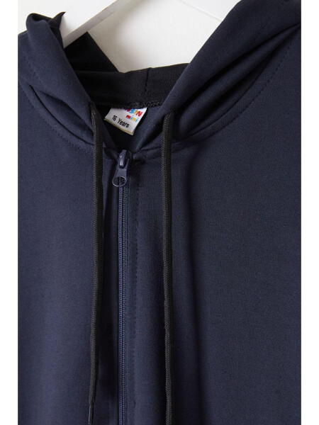 Boys' Navy Blue Hooded Zip-Up School Jacket 16195 - 7