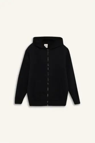 Boys' Navy Blue Hooded Zipper School Jacket T7468A624AU - 5