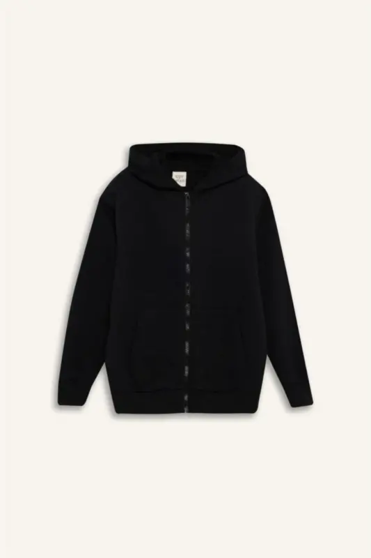 Boys' Navy Blue Hooded Zipper School Jacket T7468A624AU - 5