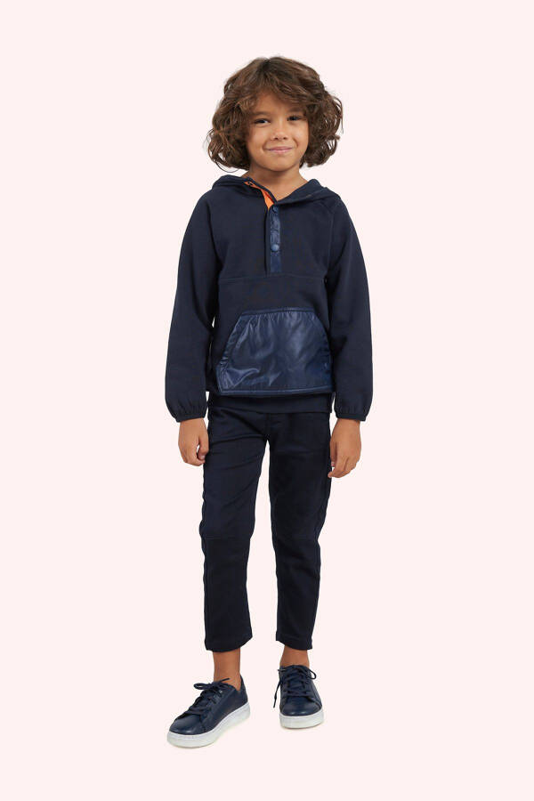 Boys' Navy Blue Hoodie Sweatshirt - 1