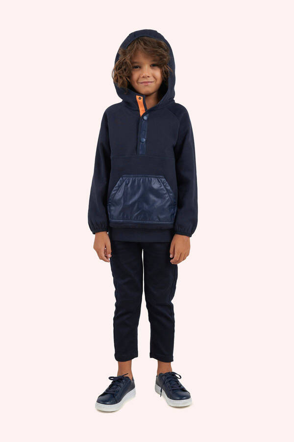 Boys' Navy Blue Hoodie Sweatshirt - 2