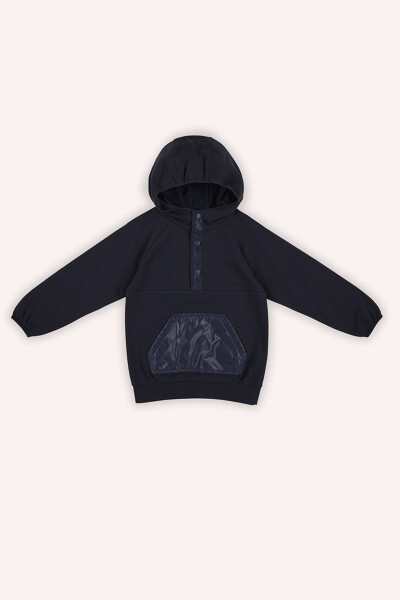 Boys' Navy Blue Hoodie Sweatshirt - 3