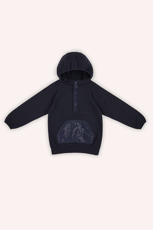 Boys' Navy Blue Hoodie Sweatshirt - 3