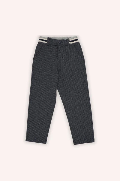 Boys' Navy Blue Knit Trousers with Elastic Waistband - 2