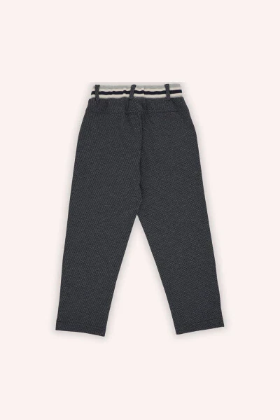 Boys' Navy Blue Knit Trousers with Elastic Waistband - 3