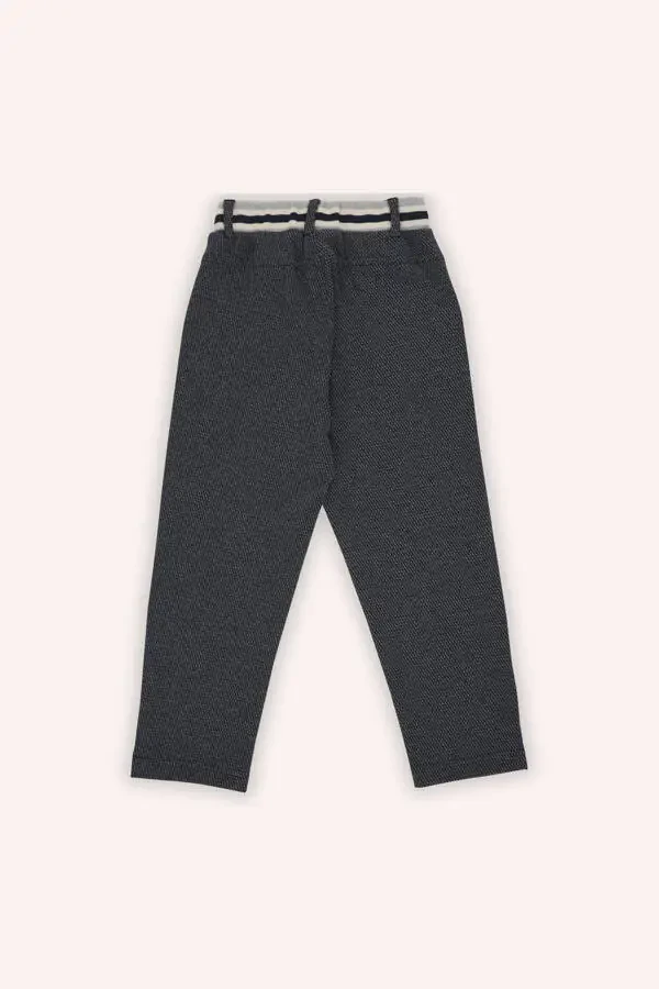 Boys' Navy Blue Knit Trousers with Elastic Waistband - 3