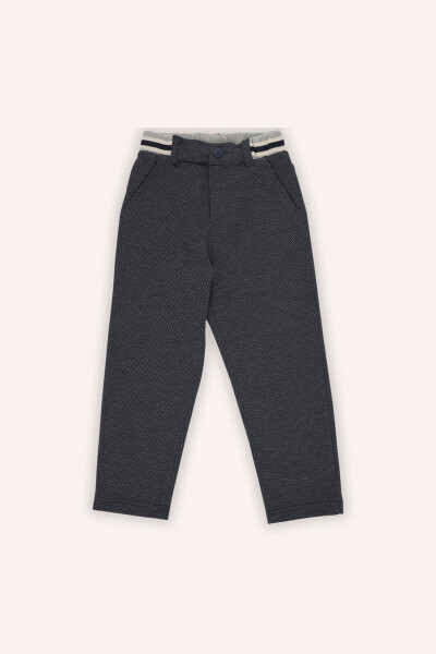 Boys' Navy Blue Knit Trousers with Elastic Waistband - PANÇO (1)