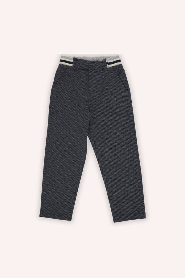 Boys' Navy Blue Knit Trousers with Elastic Waistband - 2
