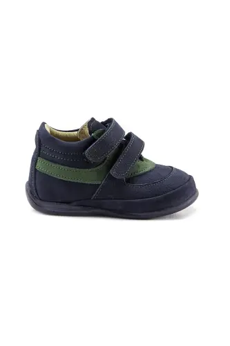 Boys navy blue leather orthopedic support first step boots - 2