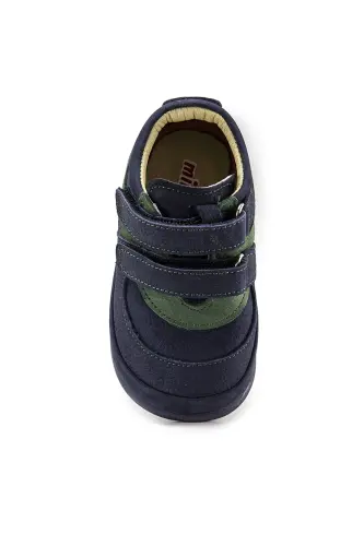 Boys navy blue leather orthopedic support first step boots - 5