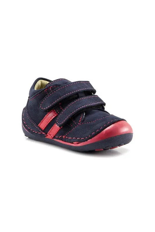 Boys Navy Blue Leather Orthopedic Supported First Step Boot-Navy Blue - 9