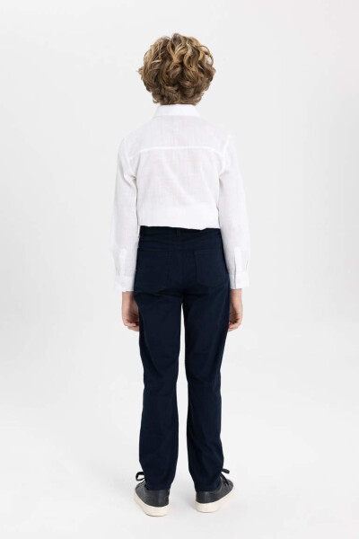 Boys Navy Blue Plain Leg Gabardine Trousers Navy - 5