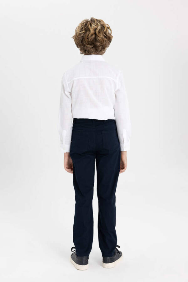 Boys Navy Blue Plain Leg Gabardine Trousers Navy - 5