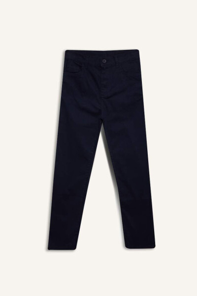 Boys Navy Blue Plain Leg Gabardine Trousers Navy - 6