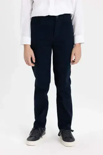 Boys Navy Blue Plain Leg Gabardine Trousers X4224a624sm - 4