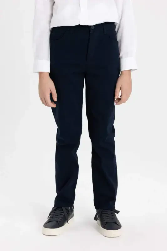 Boys Navy Blue Plain Leg Gabardine Trousers X4224a624sm - 4