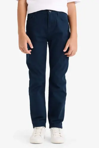 Boys Navy Blue Plain Leg Gabardine Trousers X4224a624sm - 3