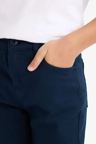 Boys Navy Blue Plain Leg Gabardine Trousers X4224a624sm - 4