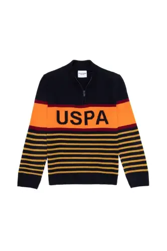 Boy's Navy Blue Zippered Sweater 50253340-VR033-Navy Blue - 1