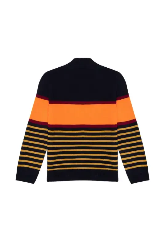 Boy's Navy Blue Zippered Sweater 50253340-VR033-Navy Blue - 2