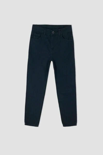Boys Navy Gabardine School Trousers - 3