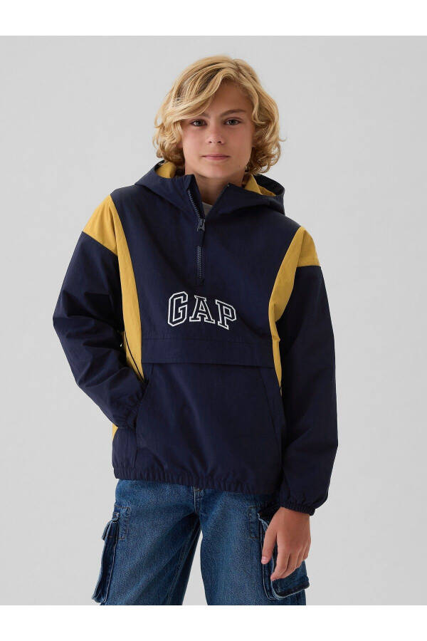 Boys' Navy Gap Logo Recycled Zip-Up Anorak Jacket - 9