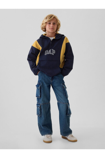 Boys' Navy Gap Logo Recycled Zip-Up Anorak Jacket - 11