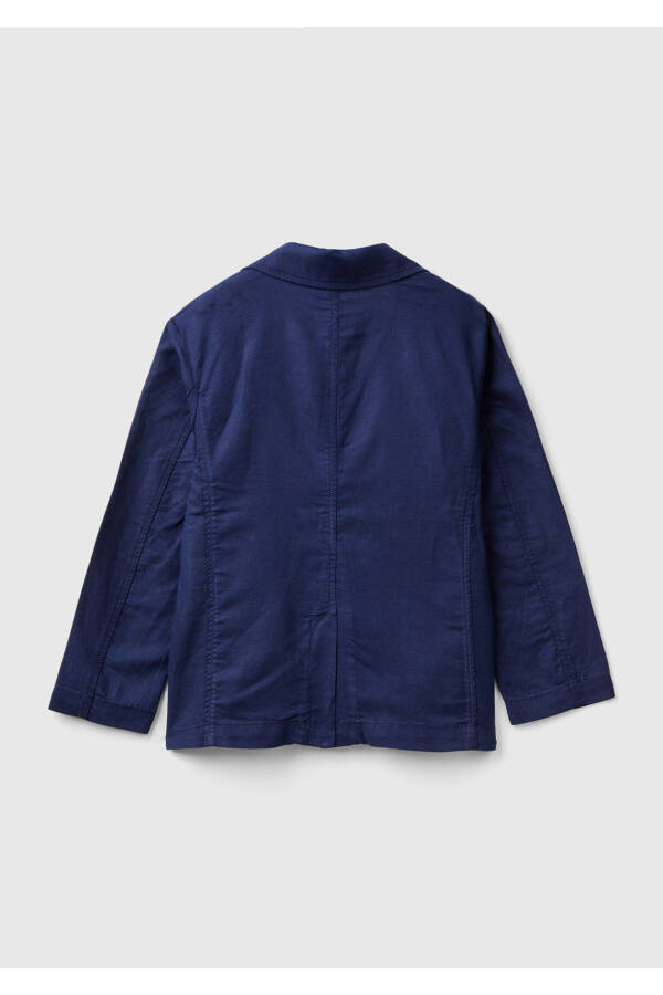 Boys' Navy Linen Blend Jacket - 2