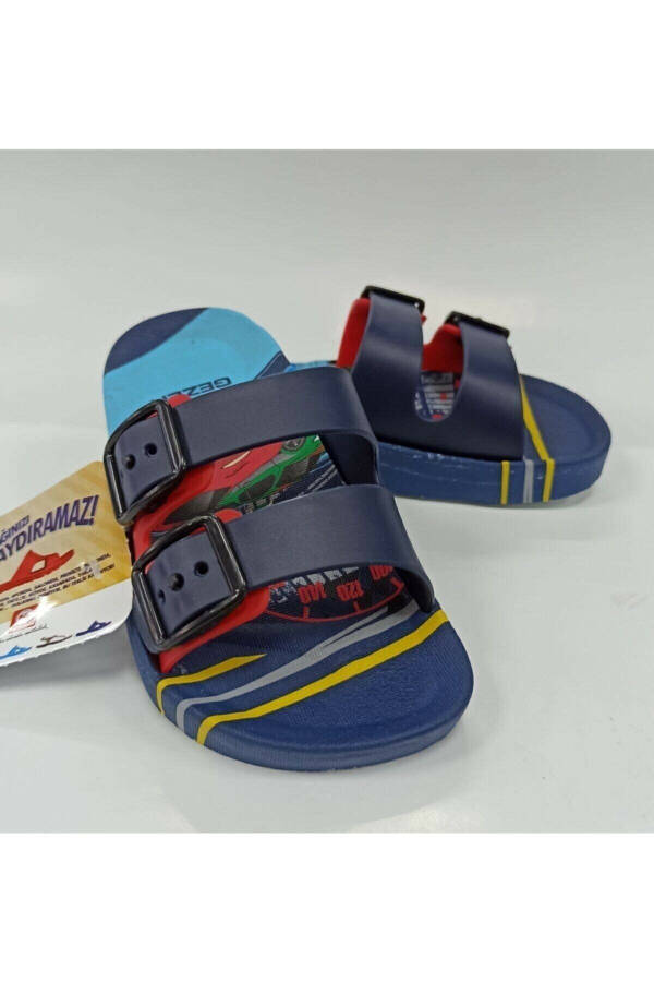 Boys' New Season Car Figured Non-Slip Slippers - Navy - 9