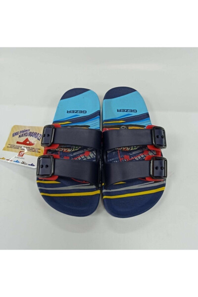 Boys' New Season Car Figured Non-Slip Slippers - Navy - GEZER