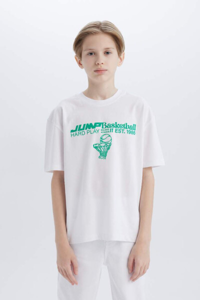 Boys Oversize Fit Crew Neck Printed Short Sleeve T-Shirt White - 3