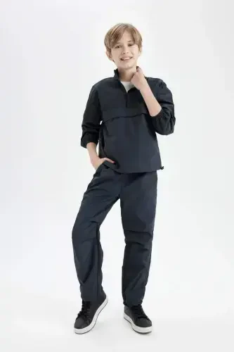 Boys' Oversize Fit Zipper Collar Parachute Long Sleeve Shirt D0331A824AU - DEFACTO (1)