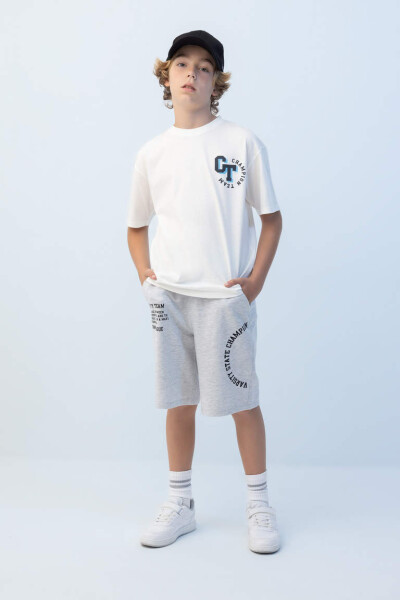 Boys' Oversized Printed Shorts Grey Melange - 2