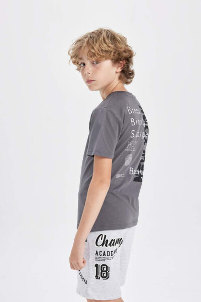 Boys' Oversized Printed Shorts Grey Melange - 4