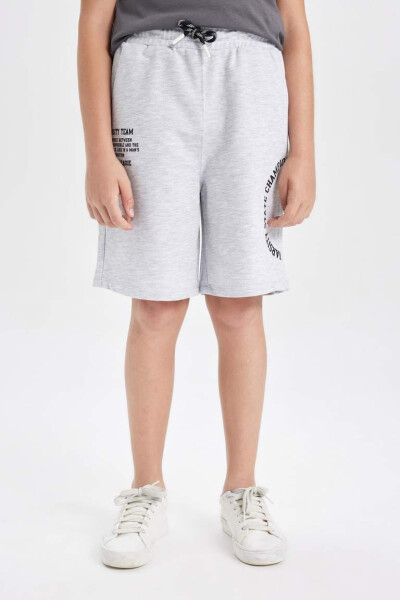 Boys' Oversized Printed Shorts Grey Melange - 5