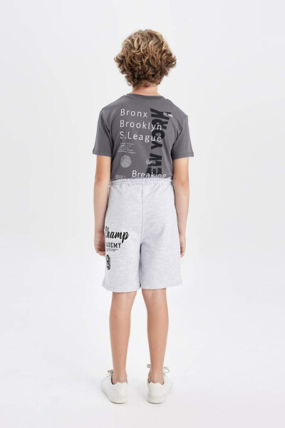 Boys' Oversized Printed Shorts Grey Melange - 7