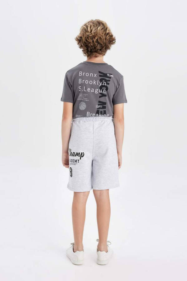 Boys' Oversized Printed Shorts Grey Melange - 7