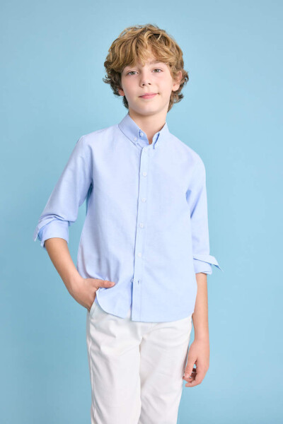 Boys' Oxford Long Sleeve Shirt Light Blue - 1