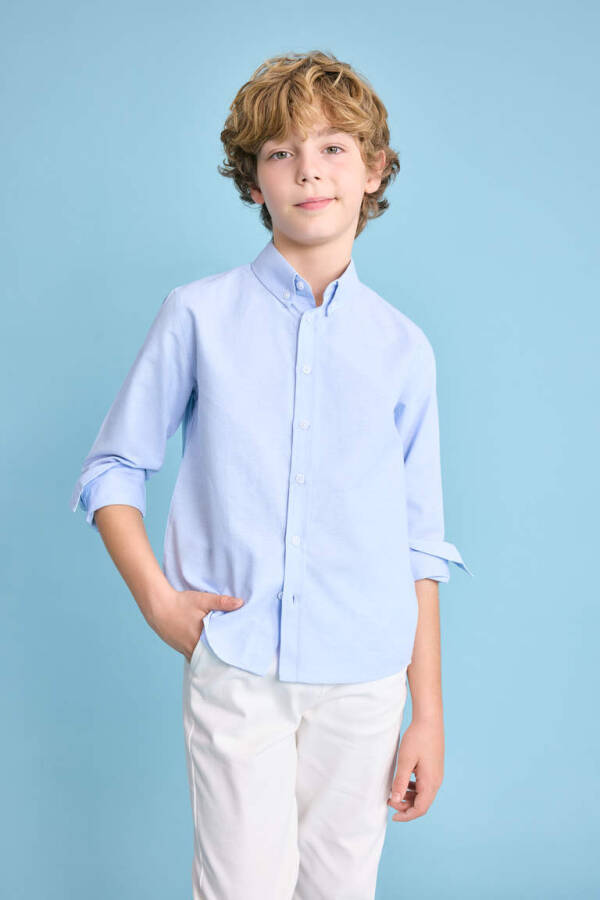 Boys' Oxford Long Sleeve Shirt Light Blue - 1