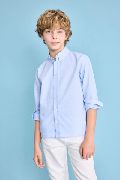 Boys' Oxford Long Sleeve Shirt Light Blue - 2