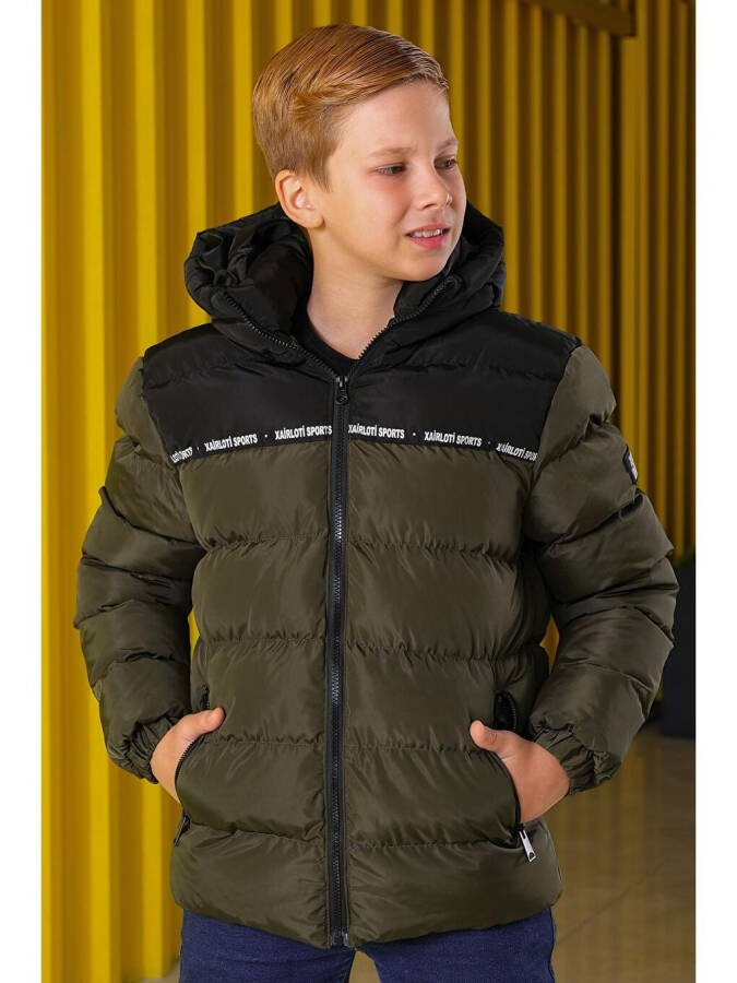Boy's Padded Jacket-Khaki - 1