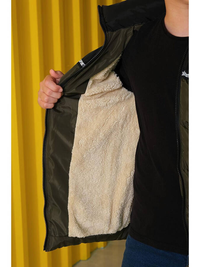 Boy's Padded Jacket-Khaki - 3