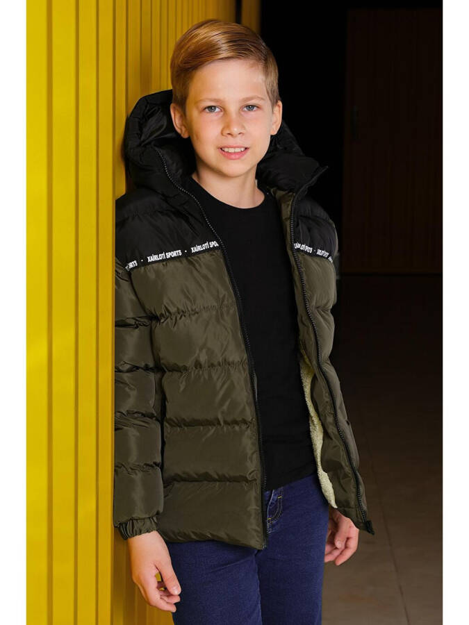 Boy's Padded Jacket-Khaki - 4
