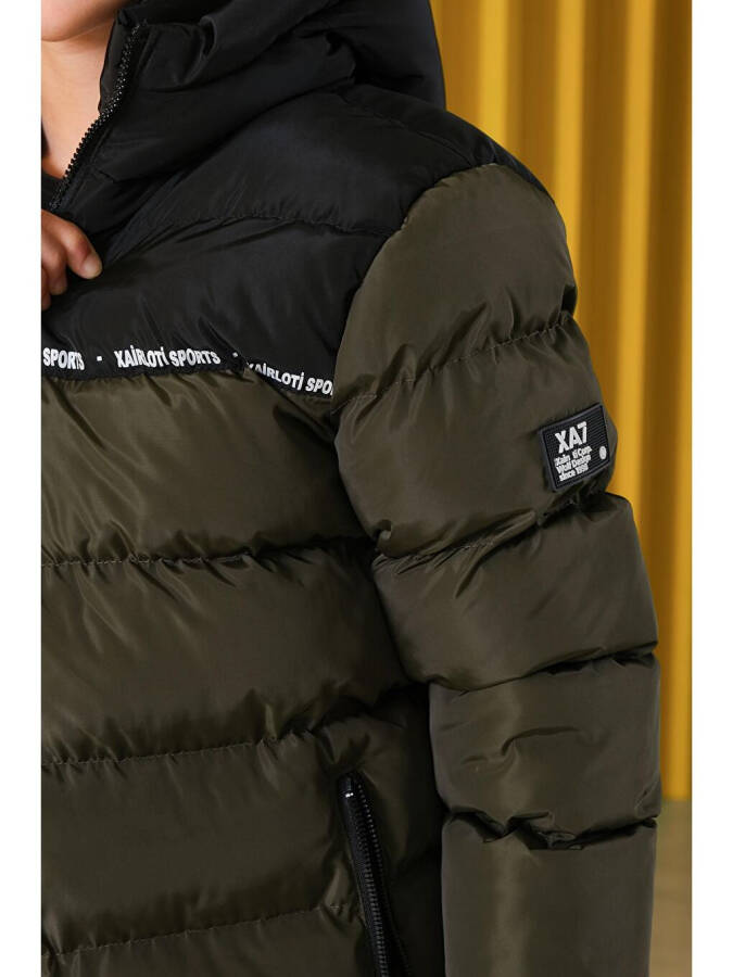 Boy's Padded Jacket-Khaki - 5